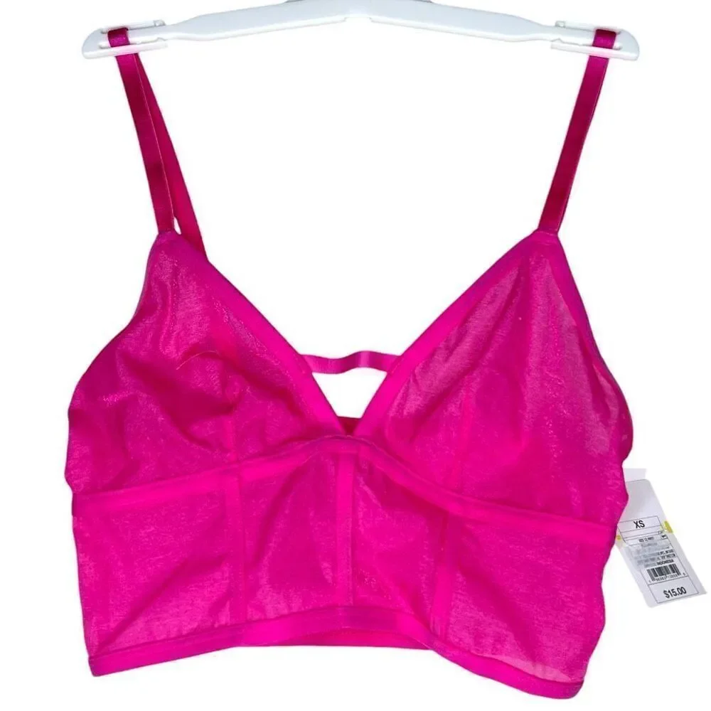 NEW Auden Women's Mesh Longline Pink Bralette XS